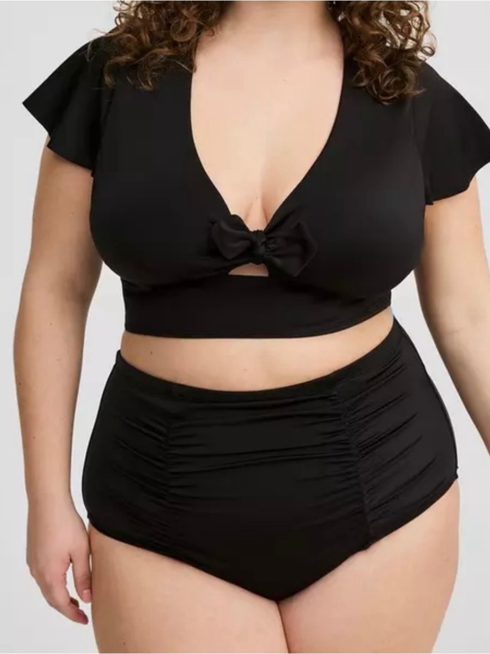 TORRID Black High-Rise Ruched Swim Bottom Tummy Control Full Coverage SZ 5 - 28
